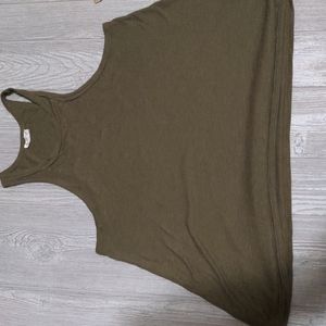 Free People Women's Intimately Long Beach Tank Ribbed Sleeveless Green